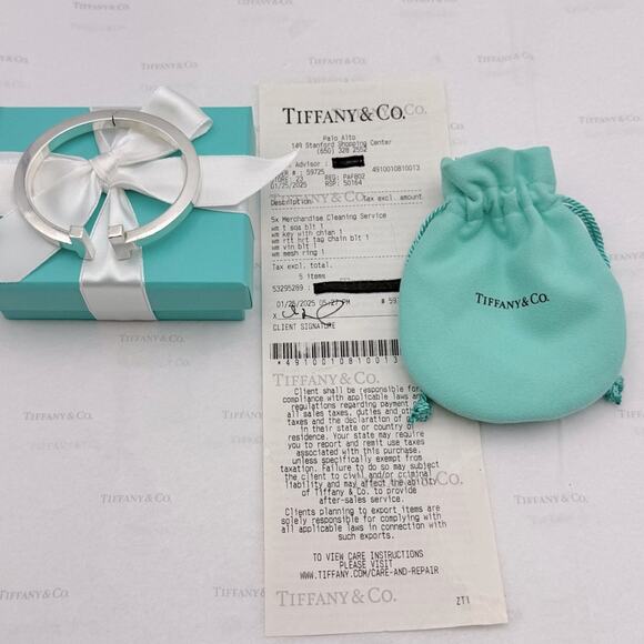 Tiffany & Co. T Square Bracelet Sterling Silver 925 Large W/ Gift Pouch & Box - Picture 11 of 14